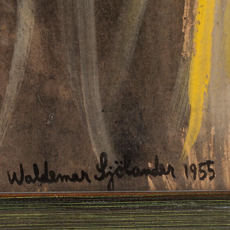 WALDEMAR SJÖLANDER, gouache, signerad och daterad 1955.