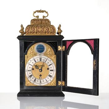 A Queen Anne ebonized and brass-mounted bracket clock marked 'Markwick London', circa 1700.