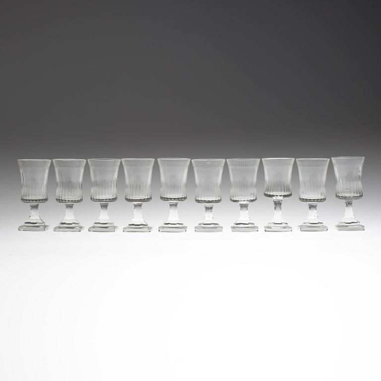 A SET OF TENN WINE GLASSES.