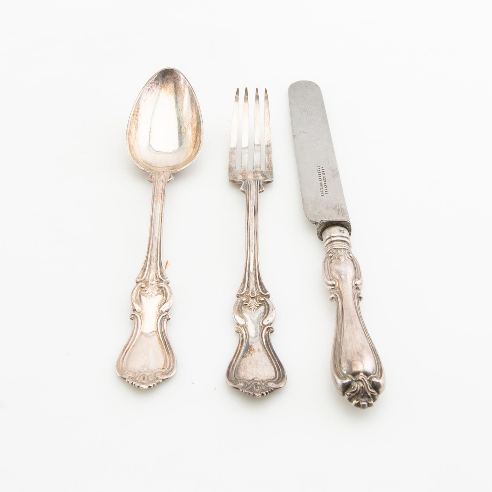 Christian Brockmann Resebestick 3 dlr i etui "Olga" silver Karlstad 1870.