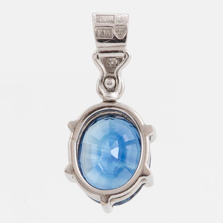 HÄNGE, 18K vitguld med safir ca 2,9 ct och  briljanter.