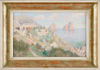 25. AXEL LINDMAN, olja på pannå, sign daterad Capri 1892.