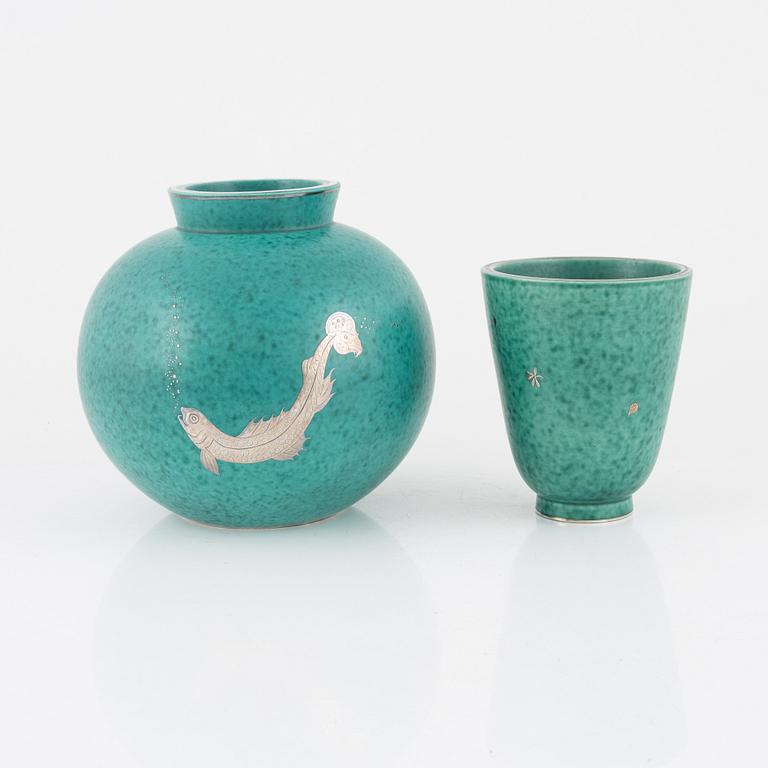 Wilhelm Kåge, two 'Argenta' vases, Gustavsberg.