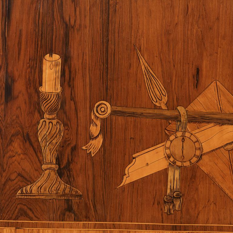 A Gustavian marquetry secretaire attributed to J. Hulsten (master 1773-1794).