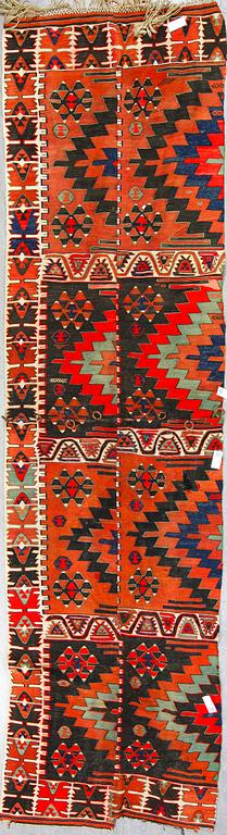 KELIM, Antik, Kaukas, ca 428x114 cm.