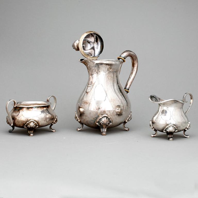 KAFFESERVIS, 3 delar, Silver. Tot ca 900 g.