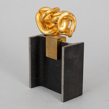 MIGUEL ORTIZ BERROCAL, gold-plated tin on base in blued steel and brass,  signed and numbered 87/500.