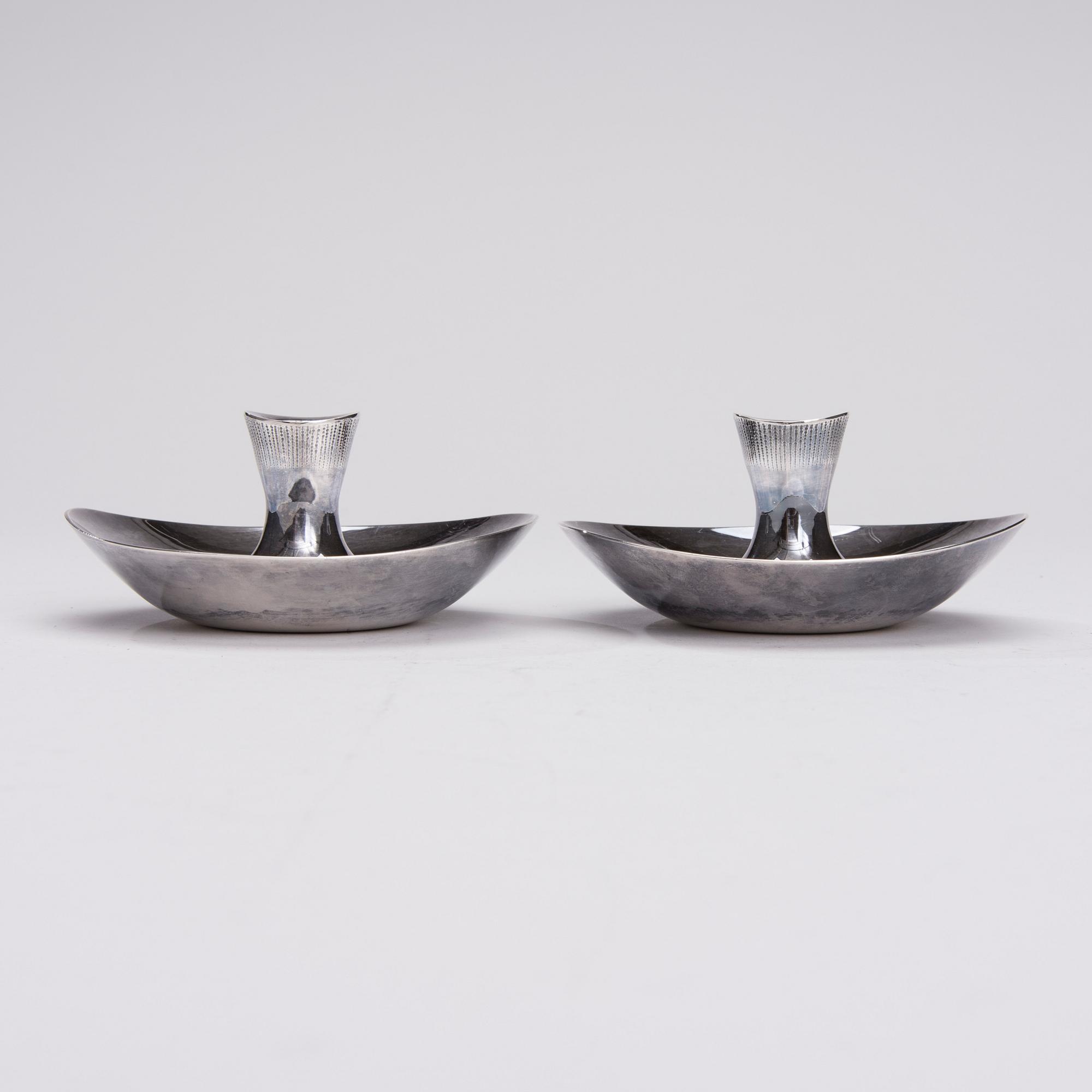 LJUSSTAKE, ett par, silver, Tapio Wirkkala, Helsingfors 1955. Tot. vikt 358,6 g.