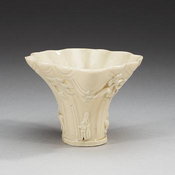 VINOFFERBÄGARE, blanc de chine. Qing dynastin, Kangxi (1662-1722).