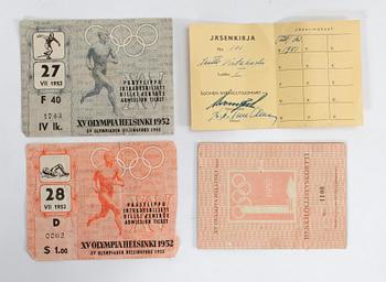 OLYMPISK MEMORABILIA, 10 delar, Helsingfors 1952.
