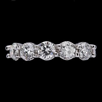 RING, five brilliant cut diamonds, tot. 1.57 cts.