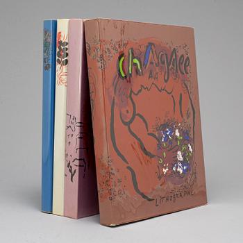 MARC CHAGALL, böcker, 4 st, "Chagall Lithograph I,II,III, IV", 1960-1974.