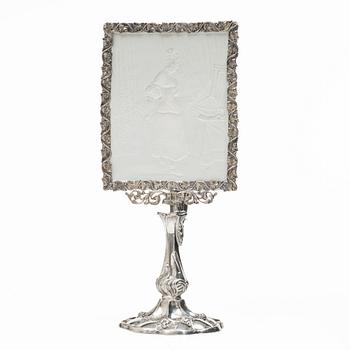 Christian Hammer, a silver liophane-screened reading-candlestick, Stockholm 1864.