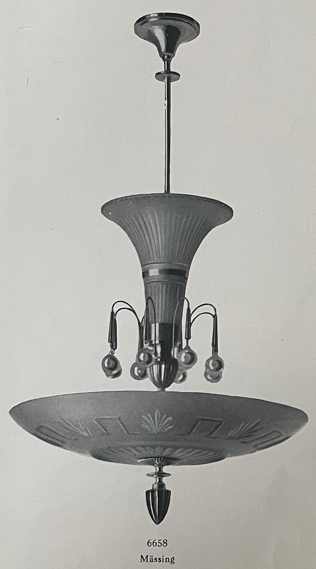 Harald Notini, a model "6658" ceilinglamp, Arvid Böhlmarks Lampfabrik, Stockholm, 1930s.