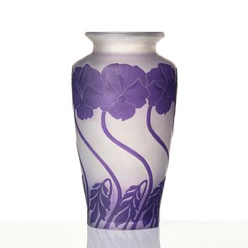 Karl Lindeberg, an Art Nouveau cameo glass vase, Kosta.