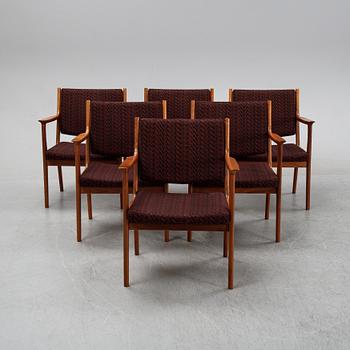 Karl Erik Ekselius, a set of six walnut chairs, JOC Möbel AB, Vetlanda, second half of the 20th Century.