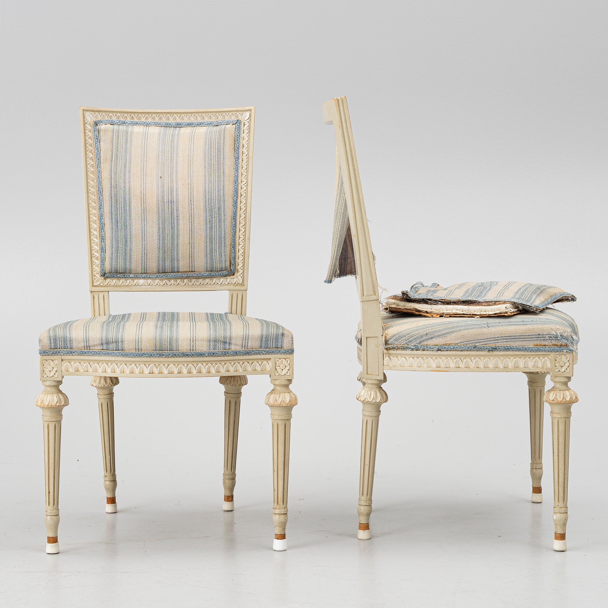 Chairs, 8 pcs, late Gustavian style, around the mid-20th century.