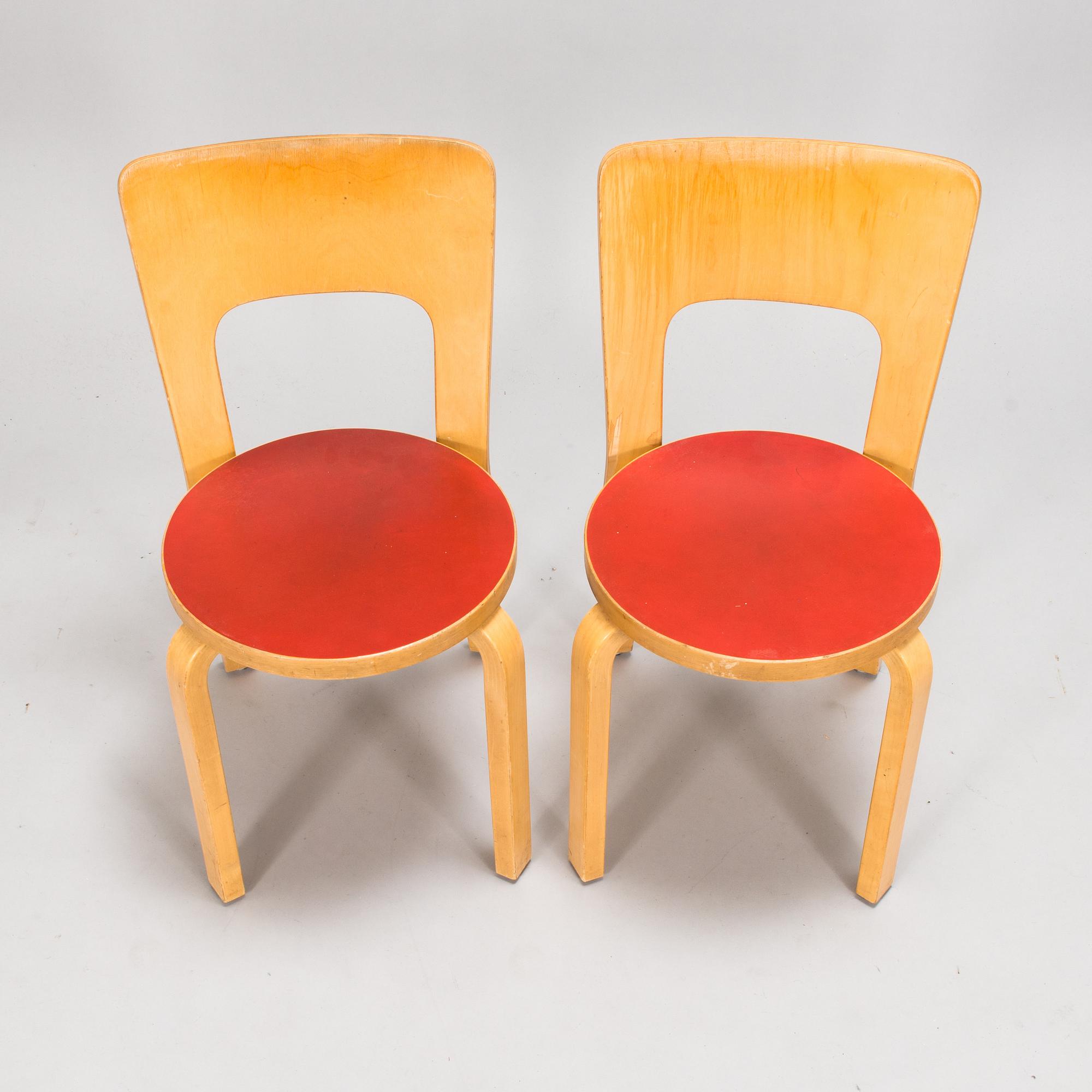 Alvar Aalto, two mid-20th century '66' chairs for Artek.