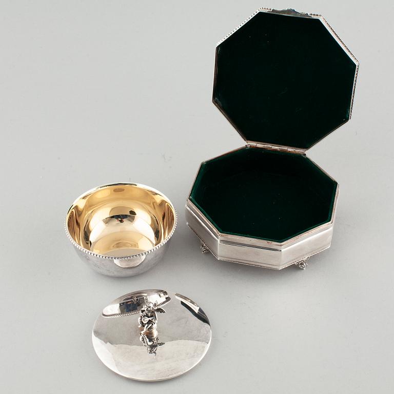 BOXES, 1+1, silver, totally approx 640 gram.