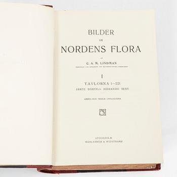 C.A.M Lindman, books, 3 volumes, "Bilder ur Nordens Flora",  Wahlström & Widstrand, 1922-1926.