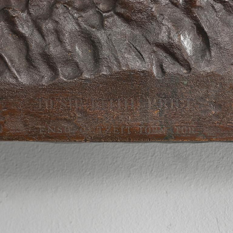 JUSSI MÄNTYNEN, relief, broze, brown patina, signed J.Mäntynen and dated 1923.