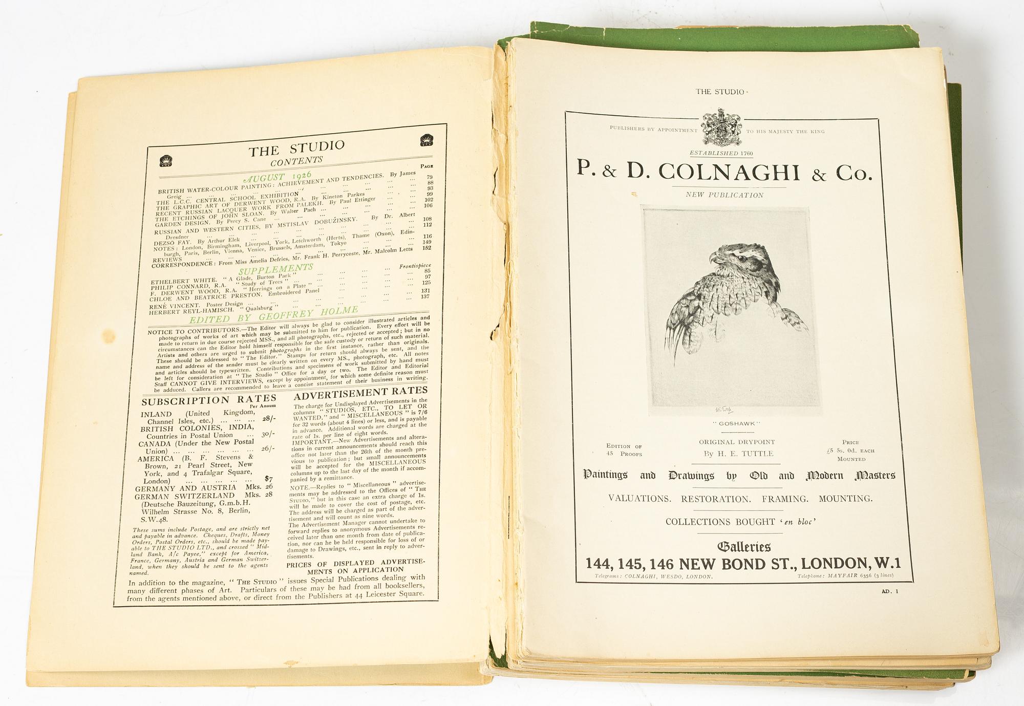 Tidskrift, 43 exemplar, "The Studio", London, 1904-1926.