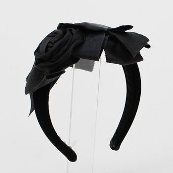 DOLCE & GABBANA, a black suede and fabric headband.