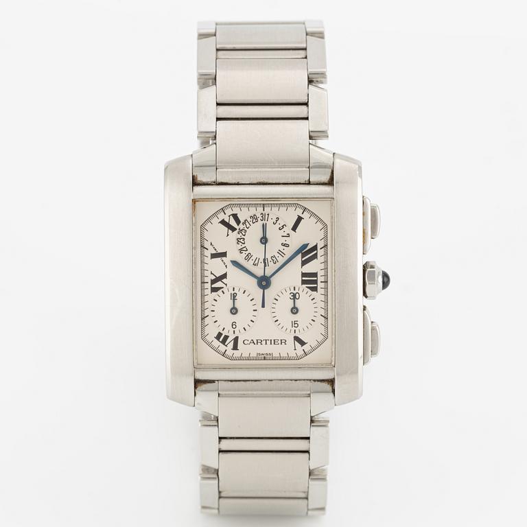 Cartier, Tank Francaise, kronograf, armbandsur, 28 x 28 (36) mm.