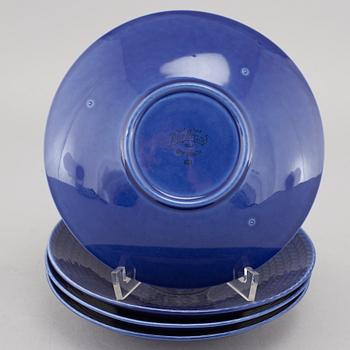 A set of tableware by Hertha Bengtsson called Blå Eld for Gustavsberg during late 20th century.