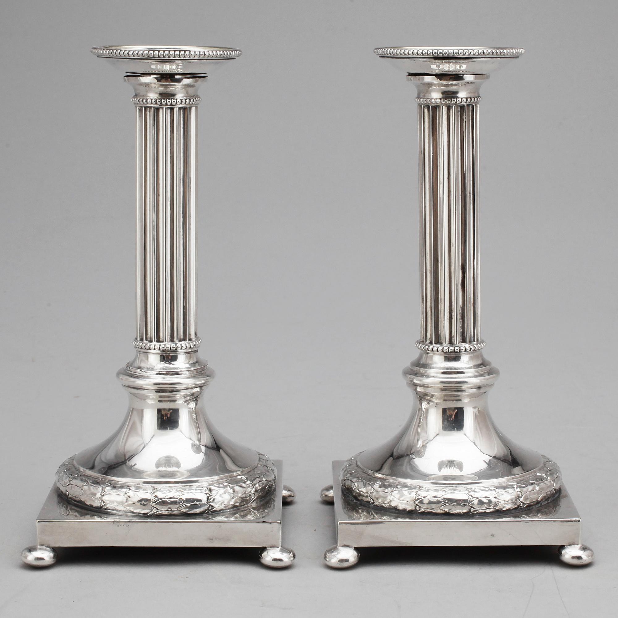 LJUSSTAKAR, ett par, nysilver, CG Hallberg, Stockholm.