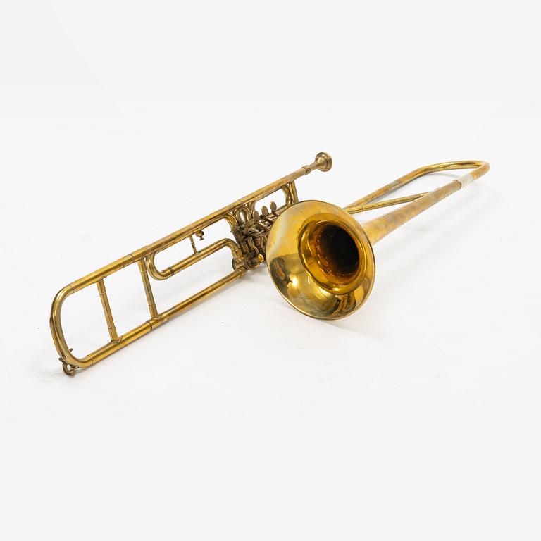 A valve Trombone, Euphony, 'Made By Eric Petterson Stockholm Sweden'.