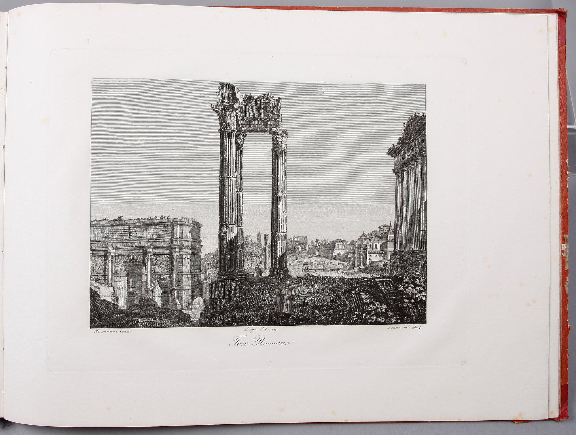 ALBUM MED KOPPARSTICK, "Vedute di Roma" av Domenico Amici. 1837.