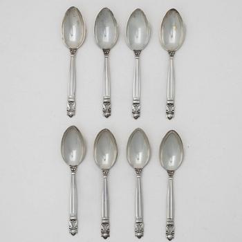 A set of eight silver spoons, Denmark, Georg Jensen, Konge.