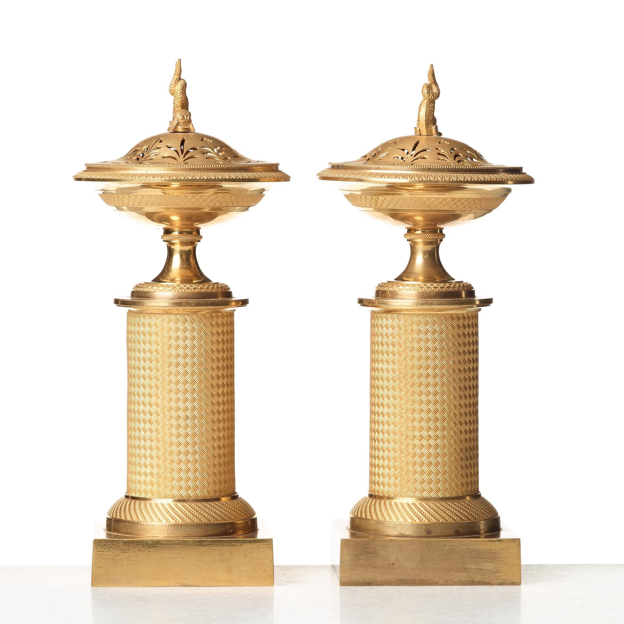 A pair of French Empire around 1800 incense burners.