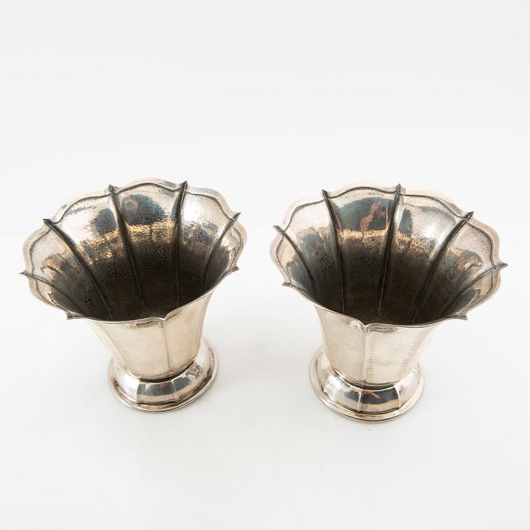 David Andersen vases, a pair, silver, Stockholm 1930.