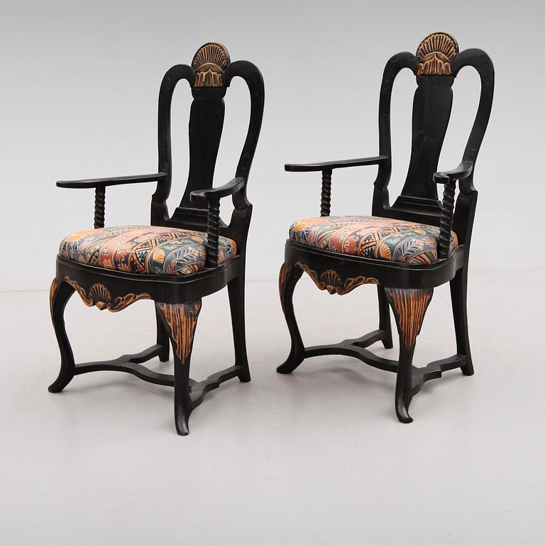 KARMSTOLAR, 1 par, senbarock, 1700-tal.