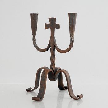 A two-light wrought-iron candlesticks, 20th century.