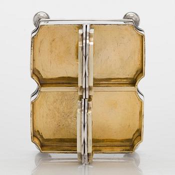 A Swedish parcel-gilt spice box, maker's mark of Bengt Johan Bredberg, Mariestad 1840.
