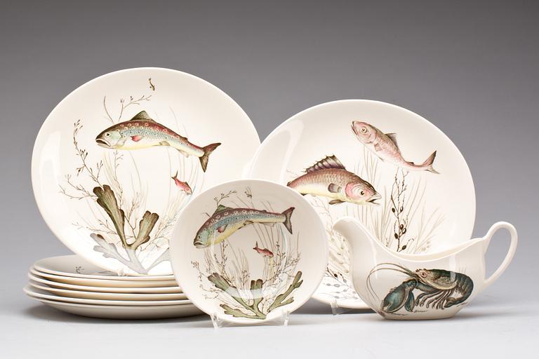 FISKSERVIS, 10 delar, porslin, "Fish", Johnson Bros, England, 1900-talets mitt.