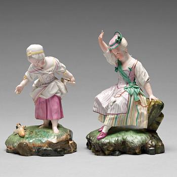 254. Two Höchst figurines, 1770's.