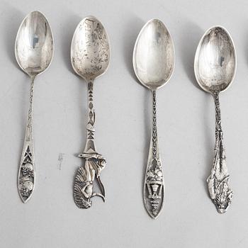 Souvenir spoons, 16 pcs, sterling silver, North America, circa first half/mid 20th Century.