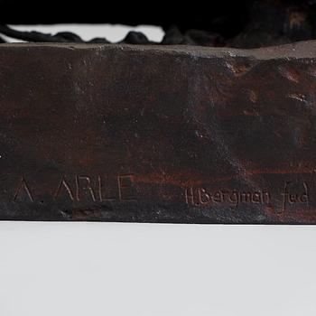 ASMUND ARLE, Sculpture, bronze, two parts, one signed A. Arle (2).