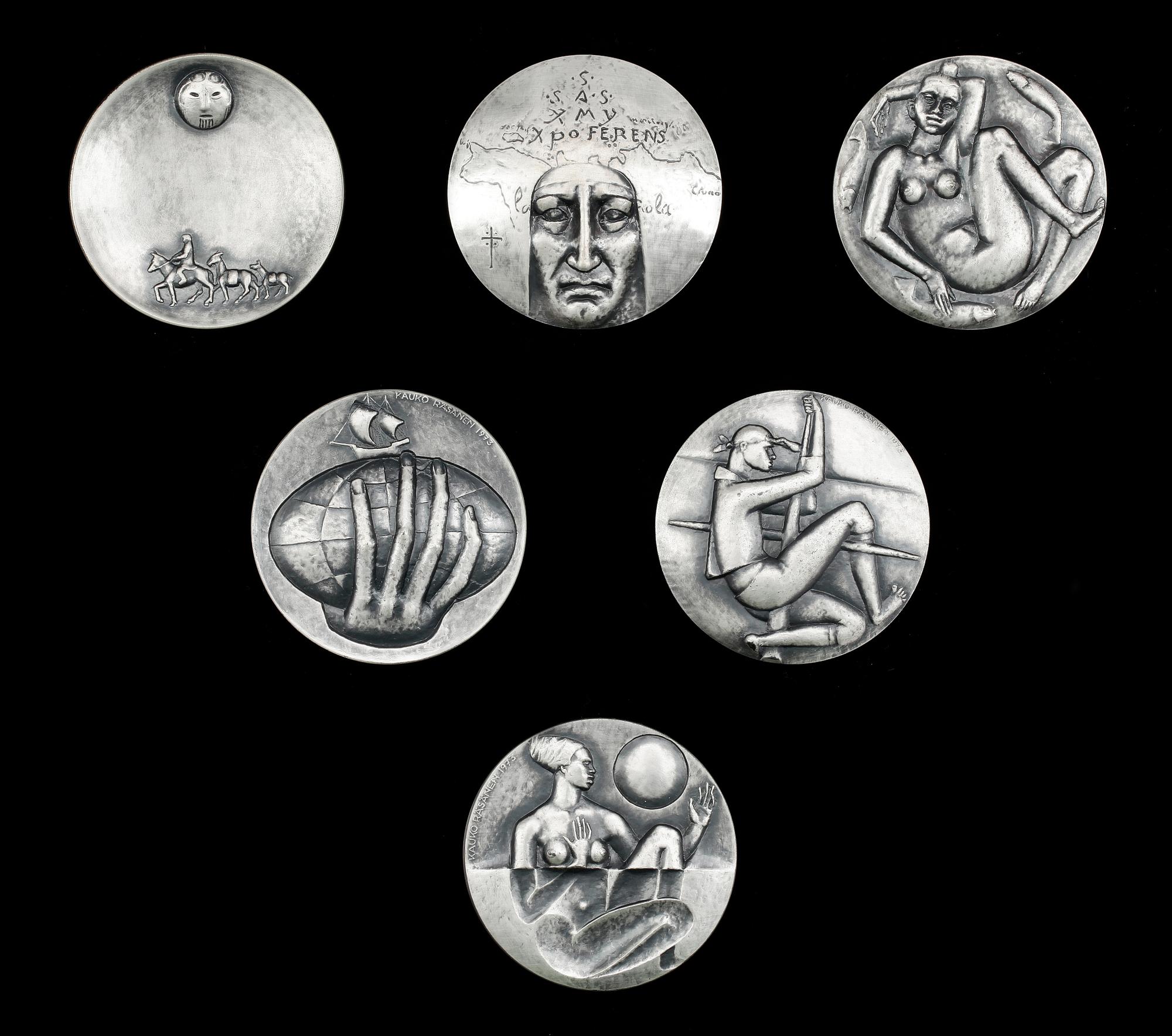 MEDALJER, 10 st, silver, Kauko Räsänen, Sporrong, 1973-74. Ca 660 gr.