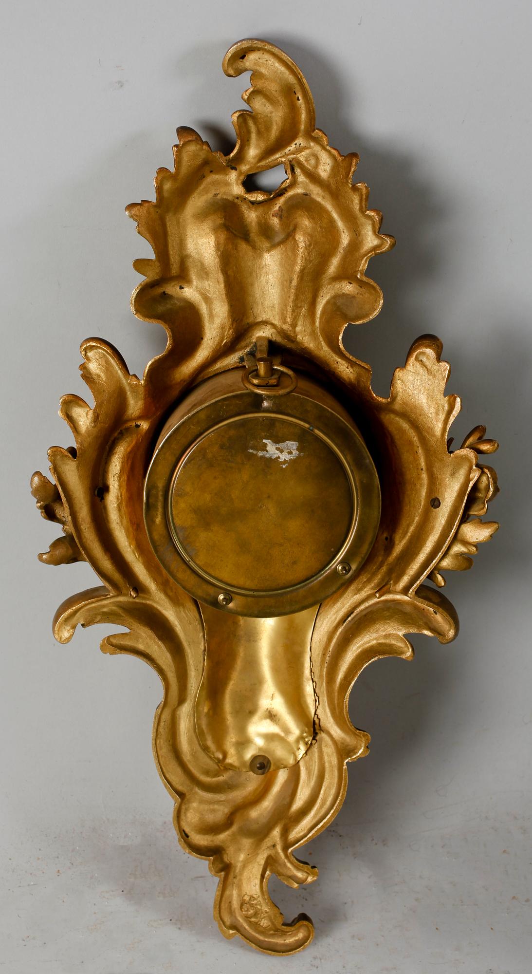 VÄGGPENDYL, förgylld brons, rokokostil, Frankrike, 1800-/1900-tal.
