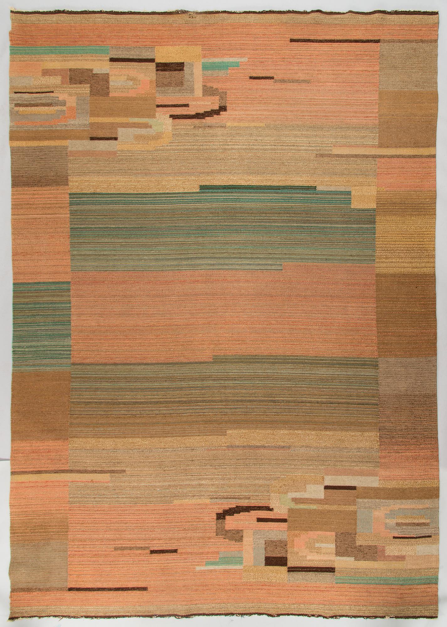 Greta Skogster-Lehtinen, hårgarnsmatta, tillverkare Aaltonens Mattväveri Kiikka 1930-tal. Ca 340 x 240 cm.