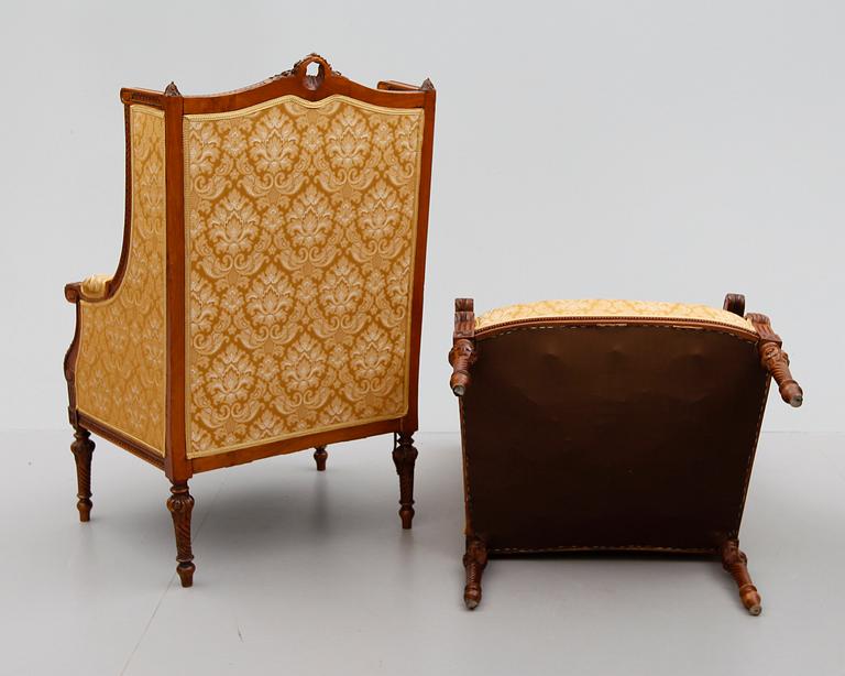 BERGÈRER, 1 par, Louis XVI-stil, 1800-/1900-tal.