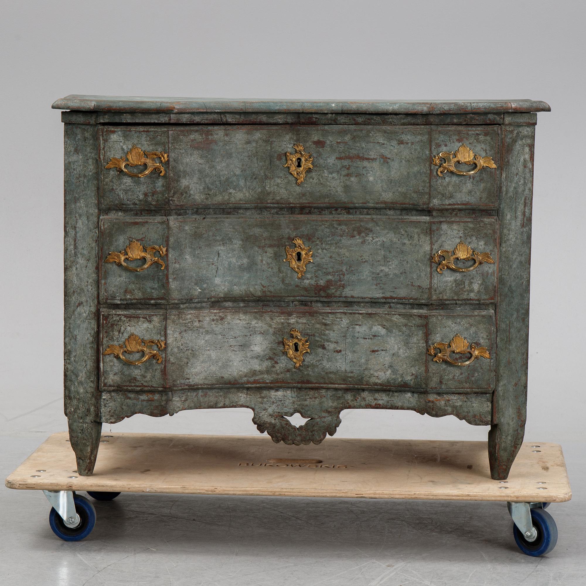 A baroque chest of drawers, 18th century.