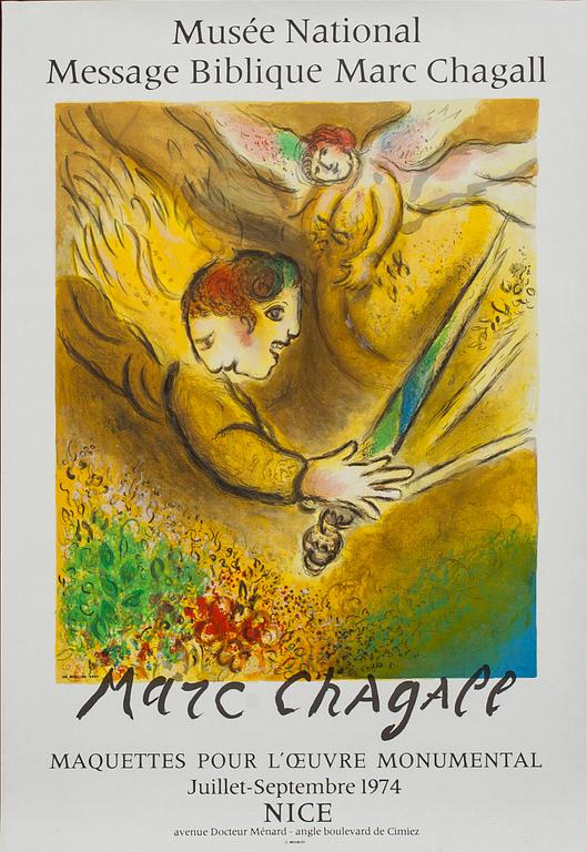 MARC CHAGALL, affisch, Mourlot, Paris 1974.