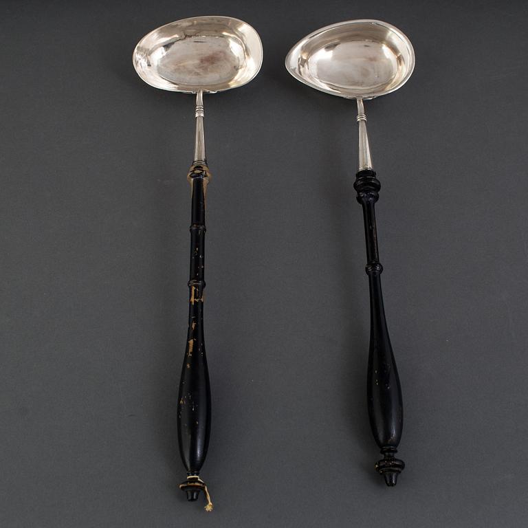 a pair of Soup ladles,  silver, 19th century.