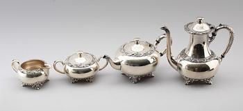 TE- OCH KAFFESERVIS, 4 delar, nysilver, Wilcox, USA, 1900-talets första hälft.